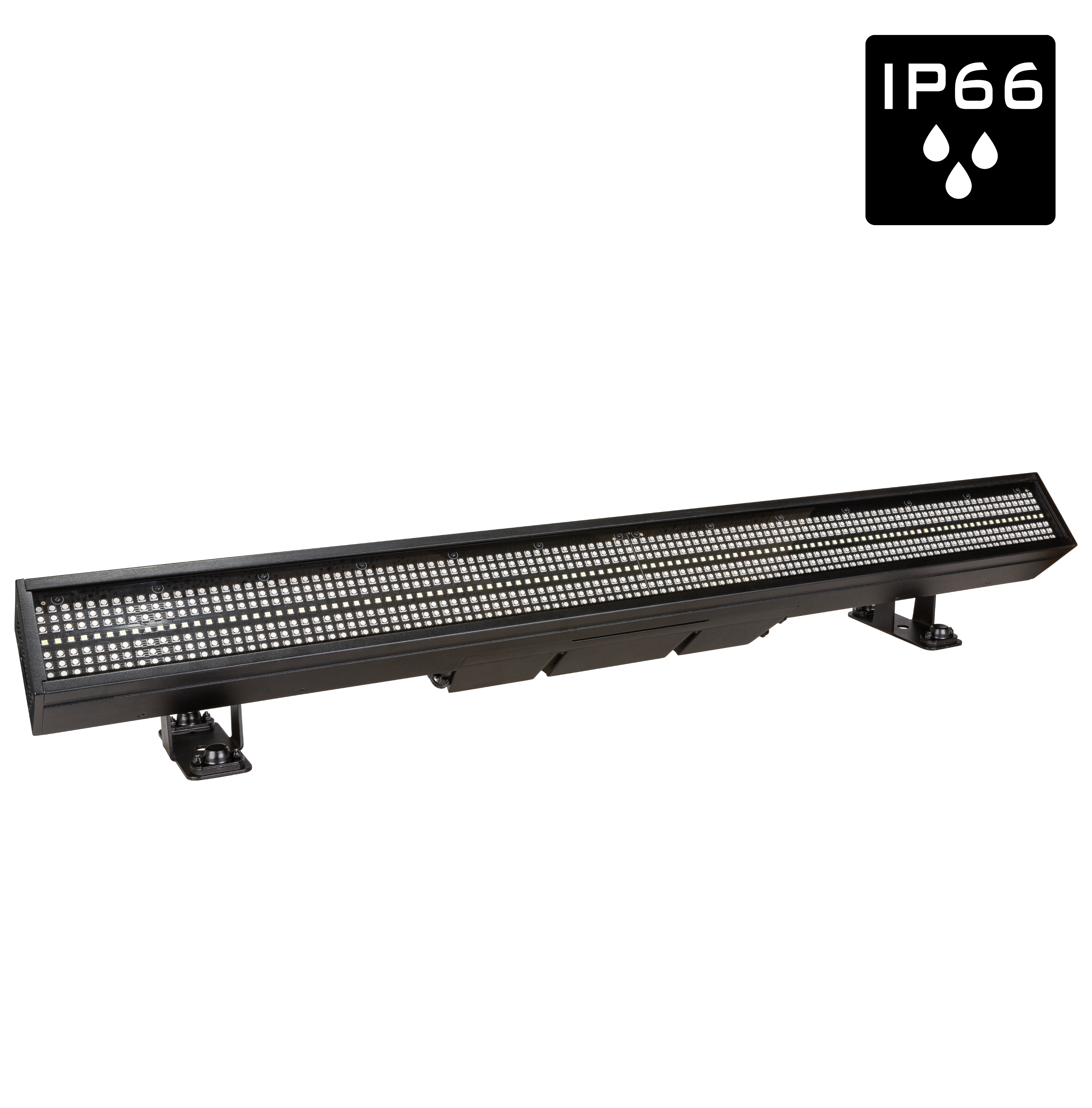 An extremely powerful and versatile OUTDOOR hybrid LED Pixel mapping bar with 112 super bright CW leds (16 zones) and 672 RGB leds (32 zones). Art-Net / sACN control: excellent for TV-studios, concert stages, Ǫ