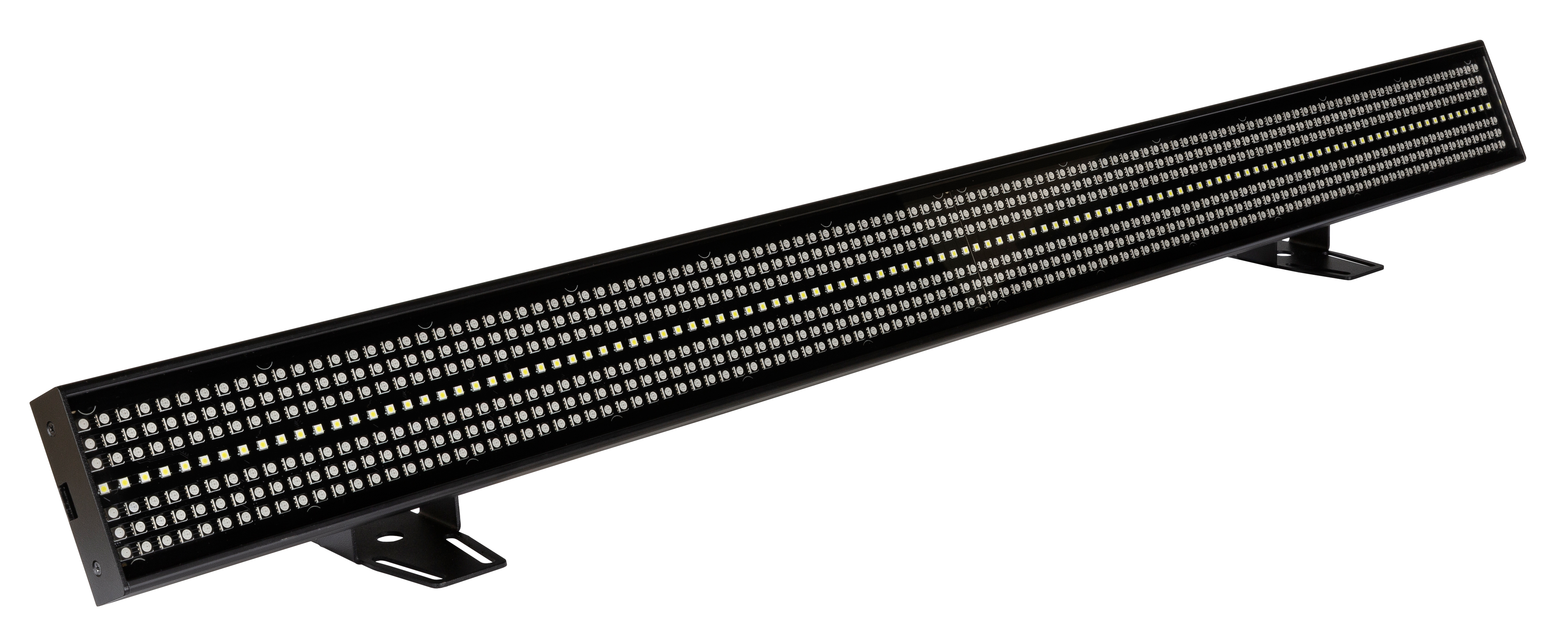 An extremely powerful and versatile hybrid LED Pixel mapping bar with 112 super bright CW LEDs (16 zones) and 672 RGB LEDs (32 zones).  Art-Net / sACN control: excellent for TV-studios, concert stages, Ǫ