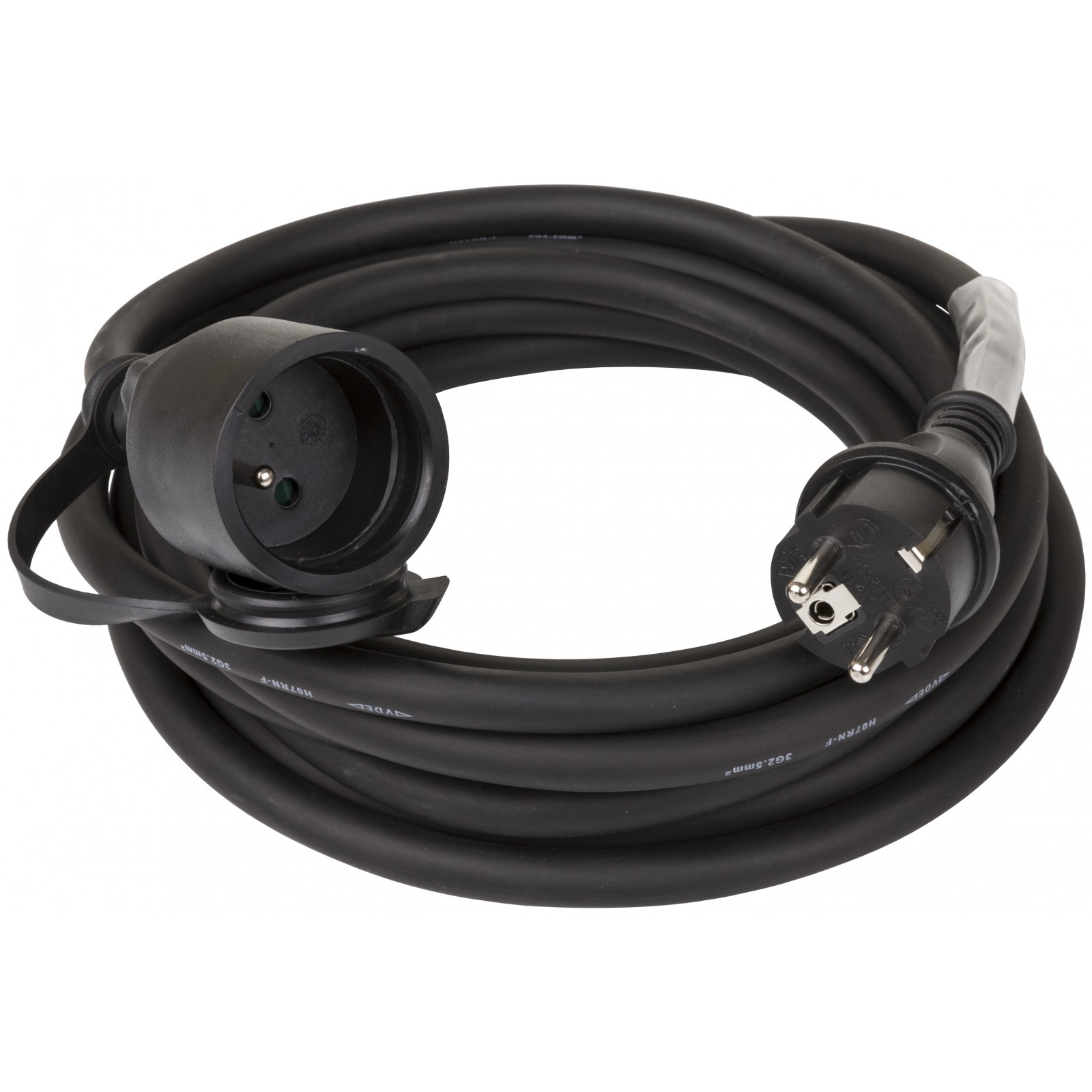 Câble de rallonge triple 2P+Z, 3m H05VV-F 3x1.0mm2, Imax=10A, fiche plate,  noir - Vente en ligne de matériel électrique