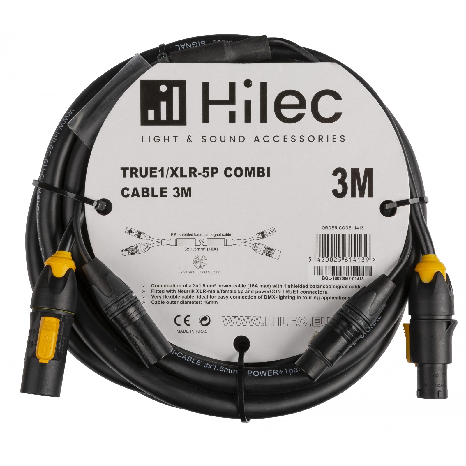 DMX cable XLR 5pin 1m bk Hicon - sommer cable