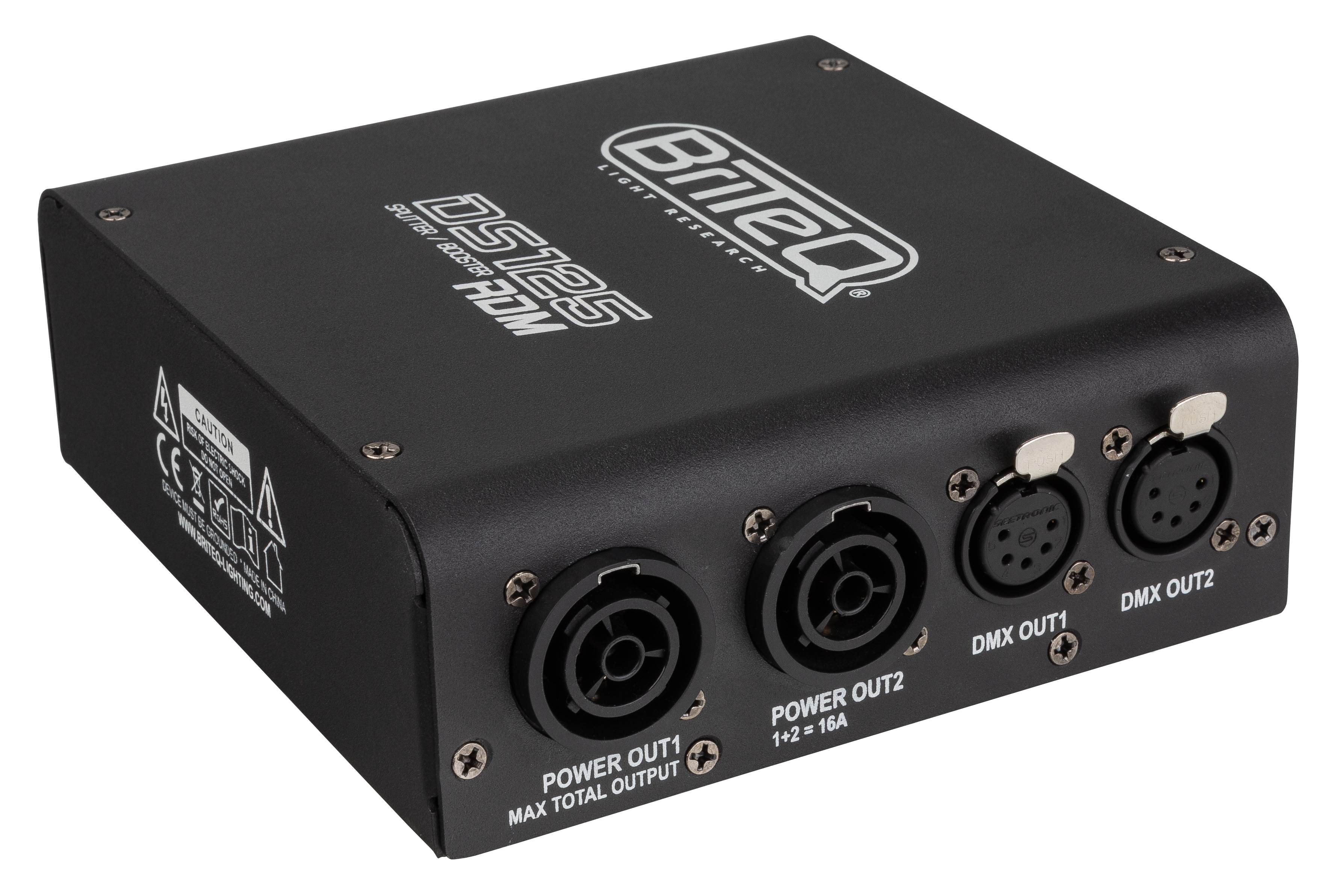 RDM compatible DMX splitter: splits mains power and DMX input into 2 optically separate outputs. Compact and robust, equipped with PowerCON TRUE1 / XLR 5pin.